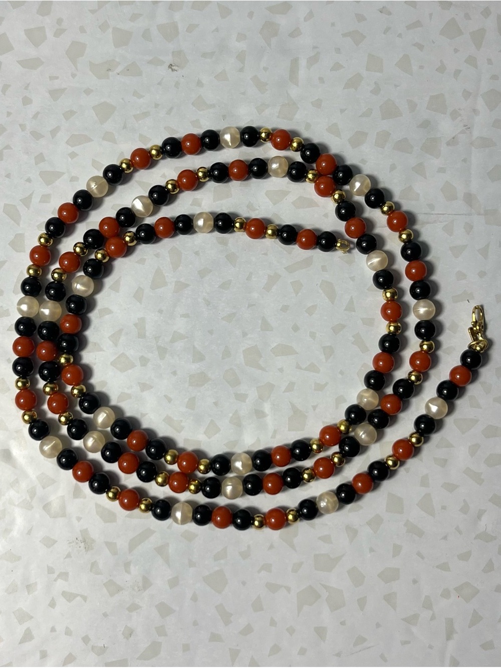 Vintage Monet Multi Colored Beaded Necklace with Gold Accents